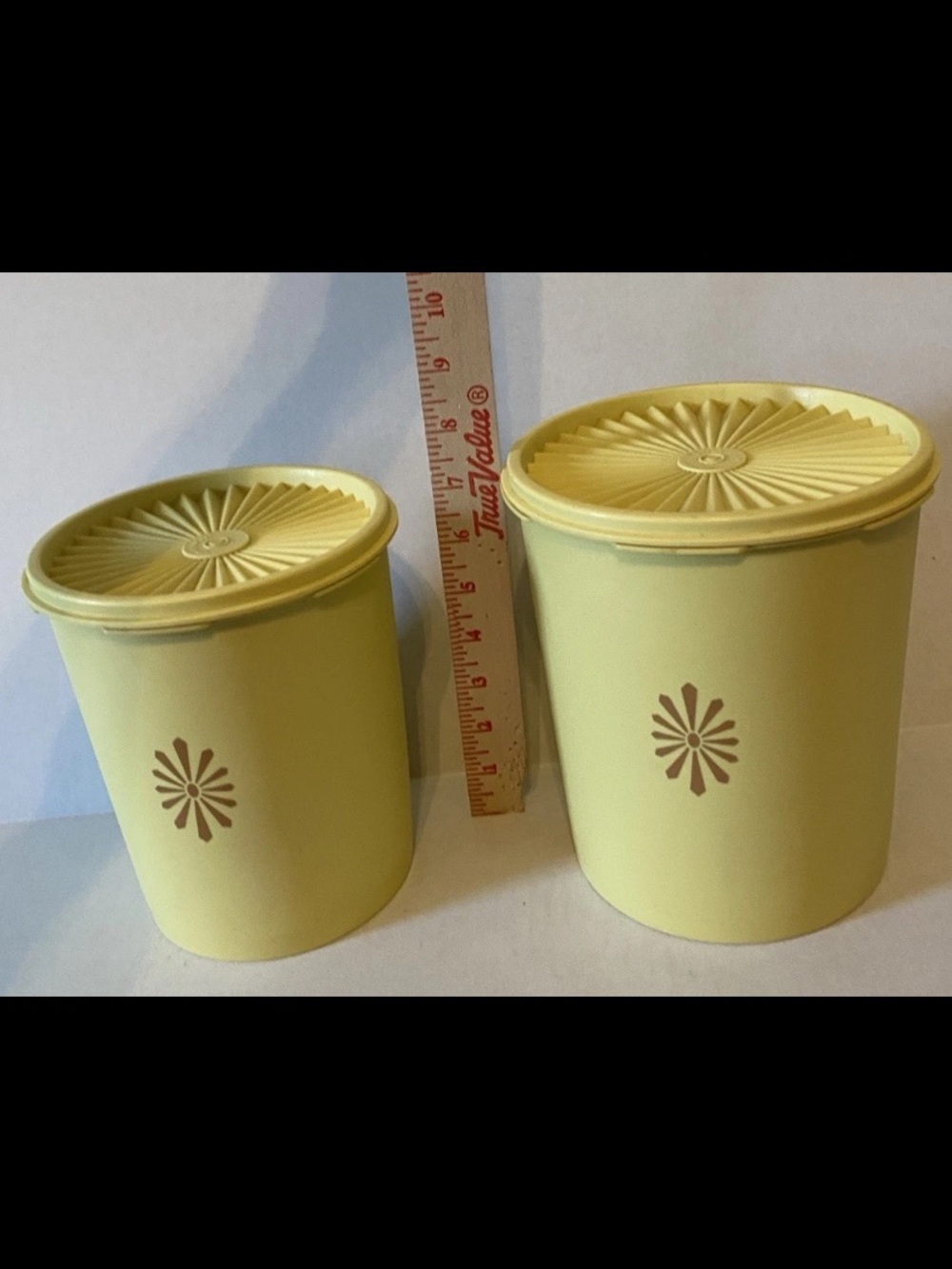 Vintage Tupperware  809 807 Harvest Yellow Sevalier Canisters Lot Of 2